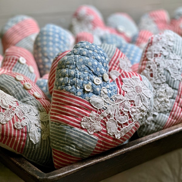 Patriotic Heart Sachets~  Lavender Sachet~Bowl  Filler~Handmade Antique  Quilt~( 1 sachet)