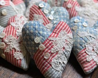 Patriotic Heart Sachets~  Lavender Sachet~Bowl  Filler~Handmade Antique  Quilt~( 1 sachet)