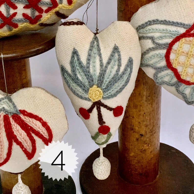 Whimsical Vintage Jacobean Crewel Ornaments ~choose between UnscentedHoliday Lavender ~ Gift Idea