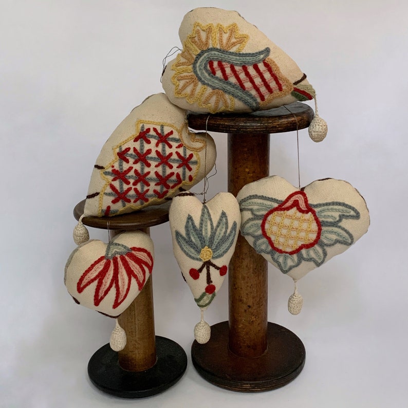 Whimsical Vintage Jacobean Crewel Ornaments ~choose between UnscentedHoliday Lavender ~ Gift Idea