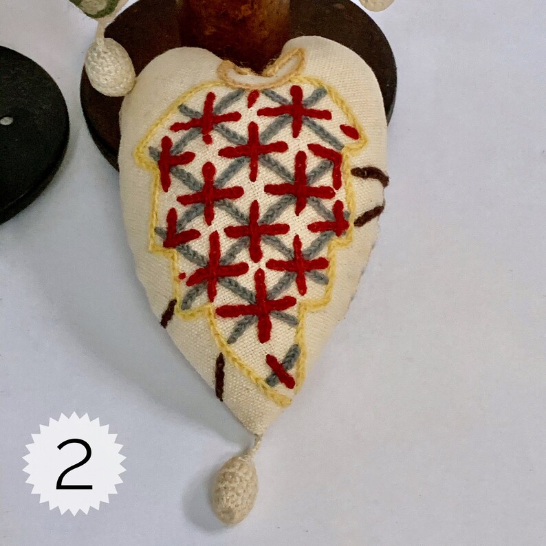 Whimsical Vintage Jacobean Crewel Ornaments ~choose between UnscentedHoliday Lavender ~ Gift Idea