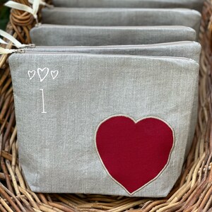 Vintage Leinen Aufbewahrungstasche Valentinstag Herzen Heart 1