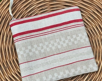 Sandwich/Snack bag ~Small Zipper Bag ~ Vintage Linen Reusable Bag