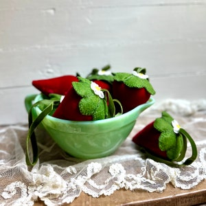 Silk Velvet Strawberry Pin-Keep /Pincushion Bowl Filler Strawberry Ornament image 2