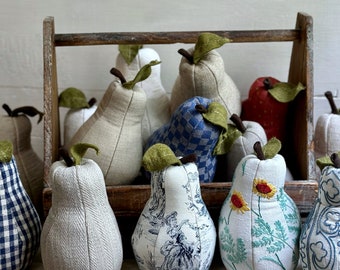 Vintage Textile Pears- Spring/Summer Decor - Bowl Filler - Pin Cushion - Shelf Decor