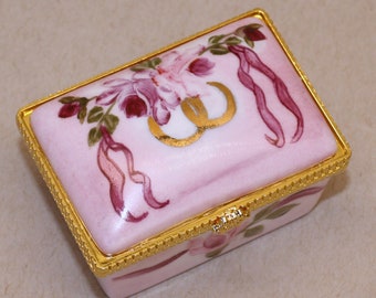 Pink Rose with Golden Rings Ring Box