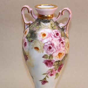 Pink and White Rose Vintage Style Vase