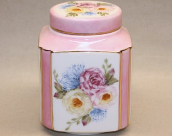 Pink Canister with Roses and Cornflowers