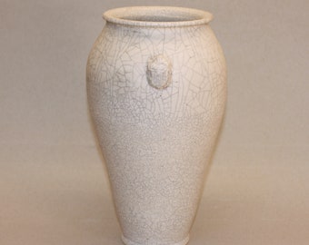 White Crackle Scarab Vase