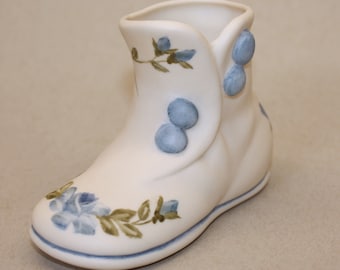 Glazed Blue Vintage Style Baby Bootie Glazed