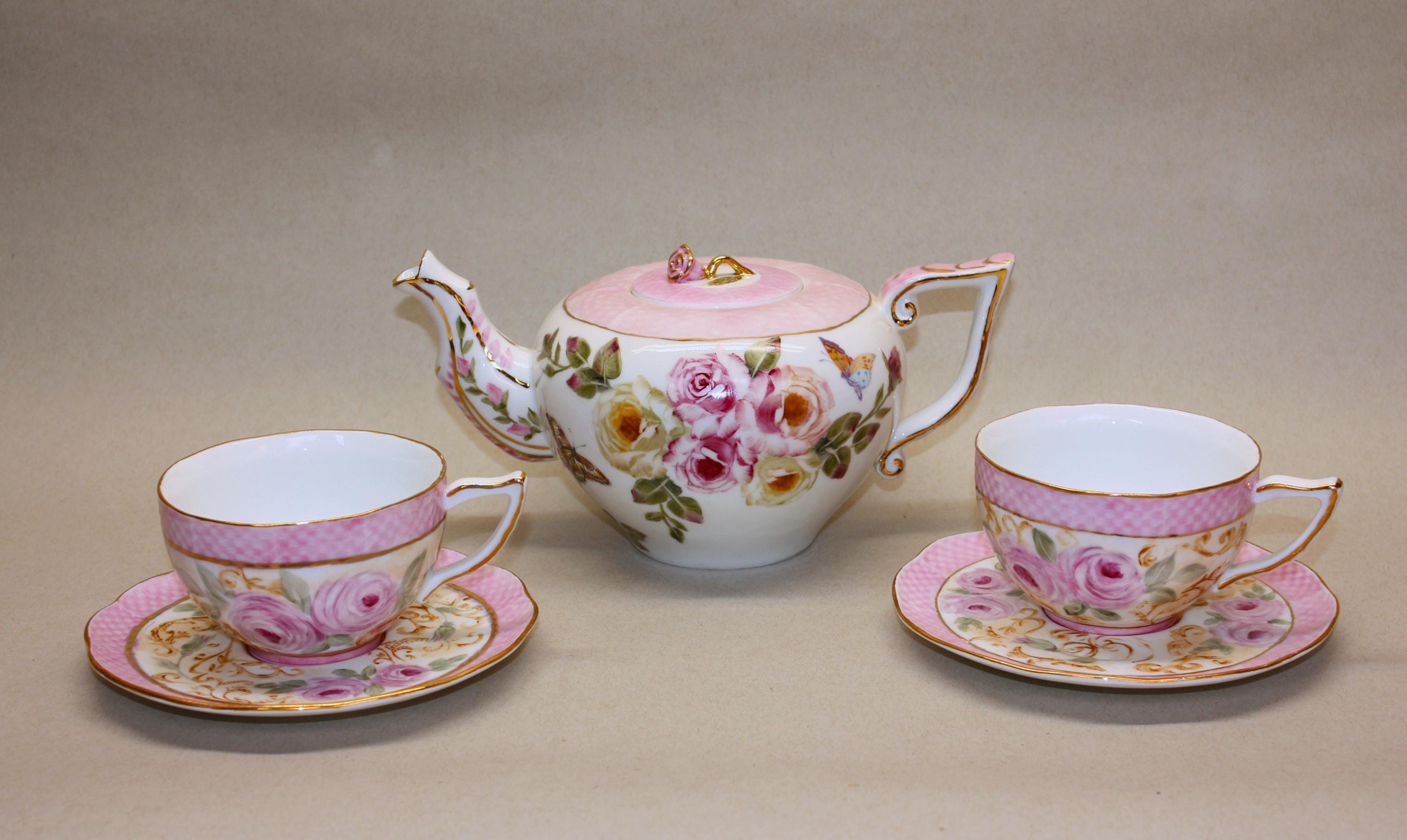 Pink Rose Tea Set - Etsy