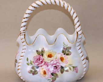 Ceramic Purse Vase with Roses