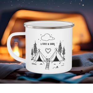 Adventure Camping Enamel Mug - Perfect for Outdoor Lovers, Hiking, Gifts for Campers, Nature Enthusiasts, Travel