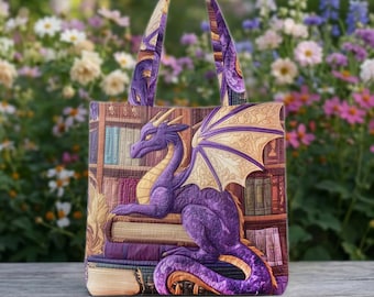 Bookish Quilted Tote Bag, Book Lover Aesthetic Bag, Reading Tote, Library Bookish Bag, Reusable Shopping Bag, Reader Gift Idea