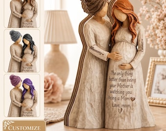 Bloco de madeira personalizado para gestantes, presente para mãe e filha, presente personalizado com nome para a nova vovó, presente para chá de bebê para futuras mamães.
