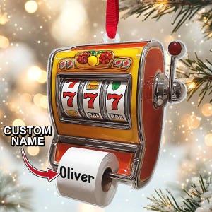 Personalized Slot Machine Christmas 2D Ornament 2025, Red 777 Casino Acrylic Decor, Lucky Las Vegas Gambling Gift for Winners & Gamers