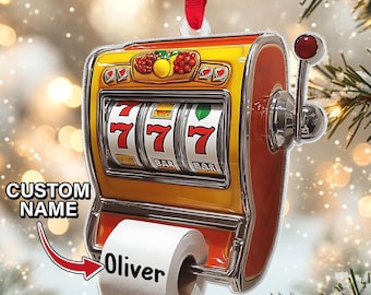 Personalized Slot Machine Christmas 2D Ornament 2025, Red 777 Casino Acrylic Decor, Lucky Las Vegas Gambling Gift for Winners & Gamers