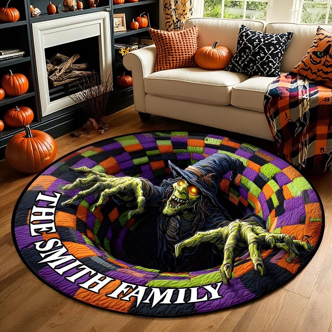 3D Printed Halloween Witch Rug, Spooky Ghost Welcome Mat, Haunted House ...