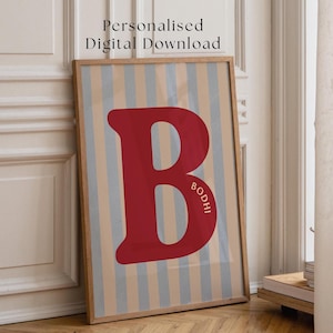 Personalised Nursery Print | Digital Download | Custom Initial Wall Art | Baby Name Nursery Decor