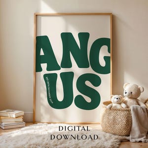Retro personalisierter Baby Name Druck | Geburtsdatum Wandkunst | Kinderzimmer Dekor | Digitaler Download