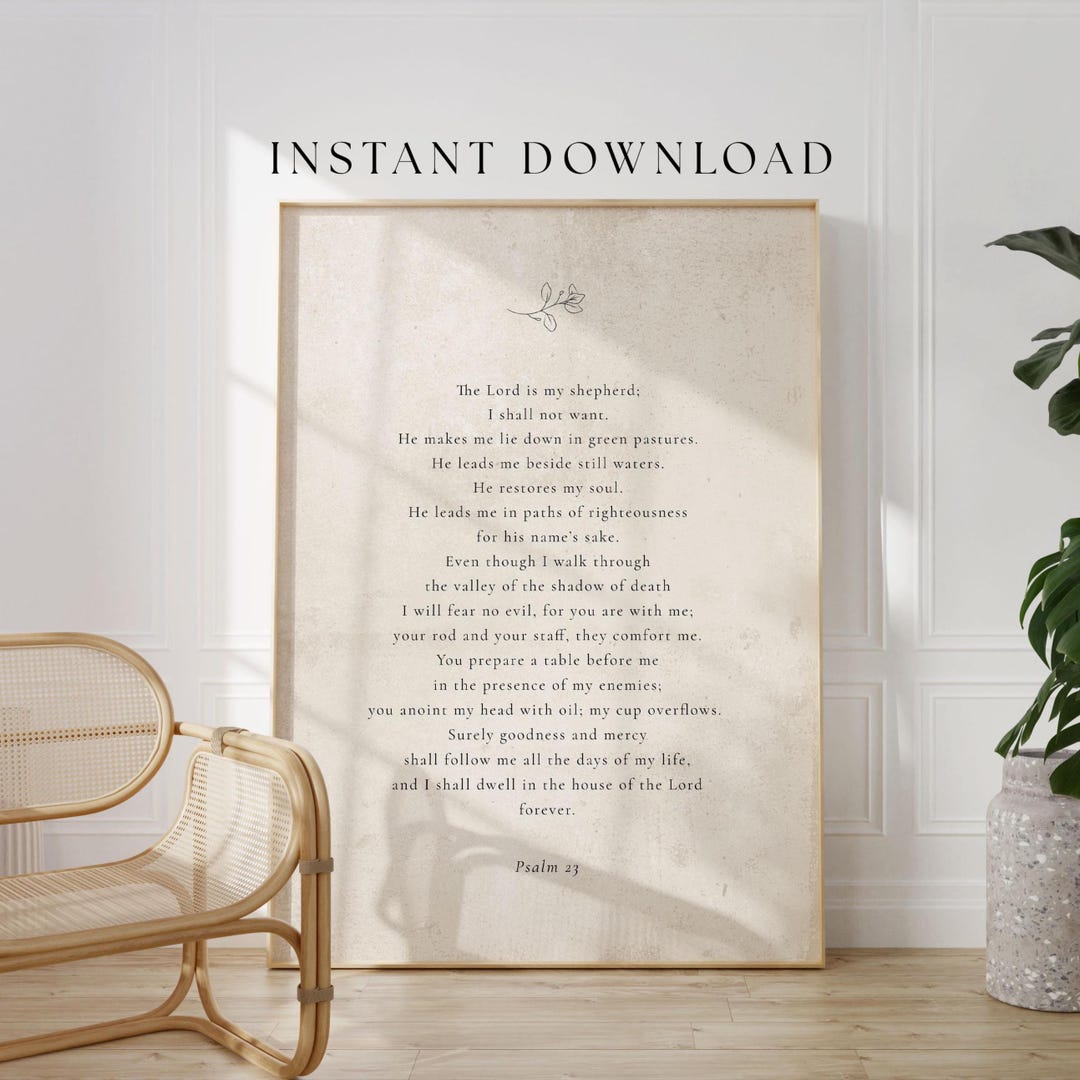 Psalm 23 Wall Art – Minimalist Bible Verse Print, Christian Gift ...