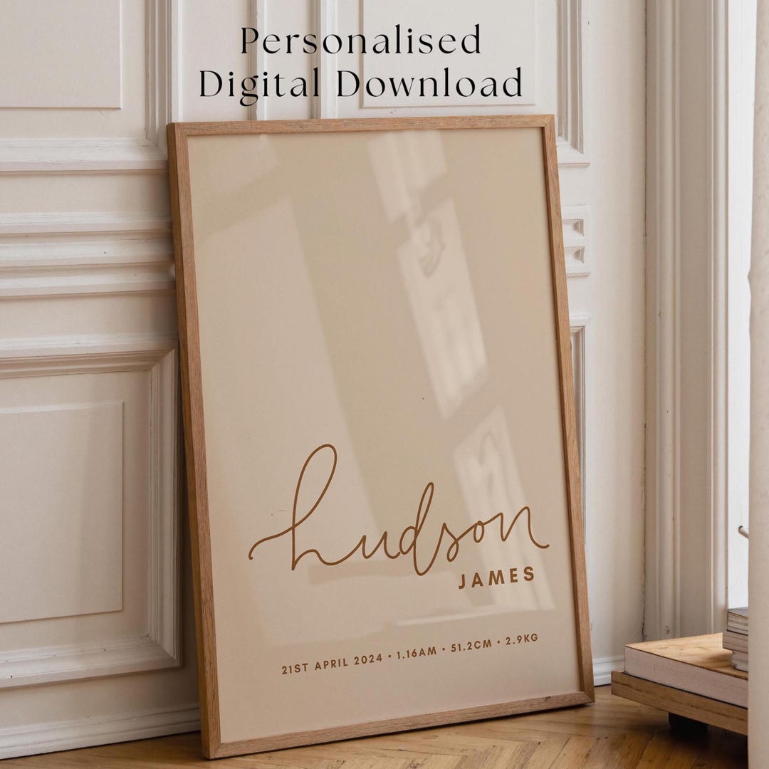 Personalised Baby Birth Print | Minimalist Nursery Wall Art | Newborn ...