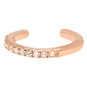 Pave' Diamond Solid Gold Ear Cuff, Pierceless Cartilage Cuff, Hoop Earring Cuff, 14K Wrap Earring Cuff.
