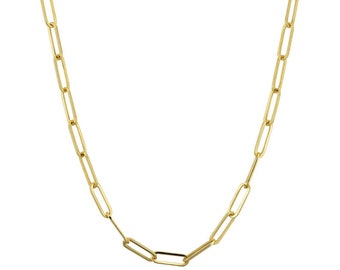 14k Gold Paper Clip Chain Necklace 14K 