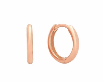 8mm XS Simple Everyday Huggie Earrings, Rounded Hoop Earrings, Cartilage Hoop, Gold Conch Hoop, XS Helix Hoop, 14K Gold Huggie Tragus Hoop