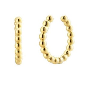 Ear Cuff  In Solid 14K Gold, Beaded Ear Cuff, No Piarcing Earring