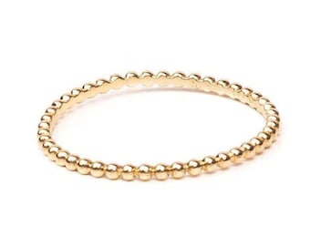 Beaded Ring, 14K Gold Band, Minimalist Style, Perfect Gift for Her, Bridesmaid Gifts