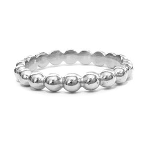 Sterling Silver Beaded Ring, Stacking Ring, Full Eternity Beaded Ring, Wedding Band