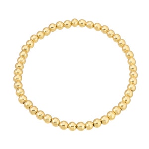 4mm Gold Beads Stretch Bracelet, Gold Beads Stacking Bracelet, Available In Solid 14K Gold And Gold Filled.
