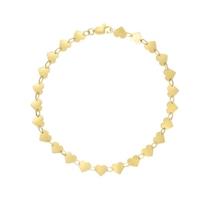 14K Heart Mirrored Chain Bracelet, Gold Polished Chain Bracelet, Gift For Mom