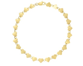 14K Herz gespiegelt Kettenarmband, Gold poliert Kettenarmband, Geschenk für Mama
