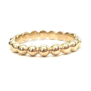 Anello di perline in oro massiccio 14K da 3 mm, anello impilabile, anello di perline Full Eternity, fede nuziale