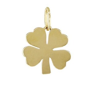 Ciondolo Foglia di Trifoglio in Oro 14K, Pendente Trifoglio, Portafortuna, Fascino Botanico, Collana Charm Oro E Bracciale