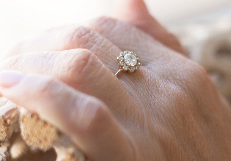 Old Mine Cut Diamond, Rose Cut Diamond, Engagement Ring, Diamond Ring, 14K Gold Ring, Tula Jewelry. image 4