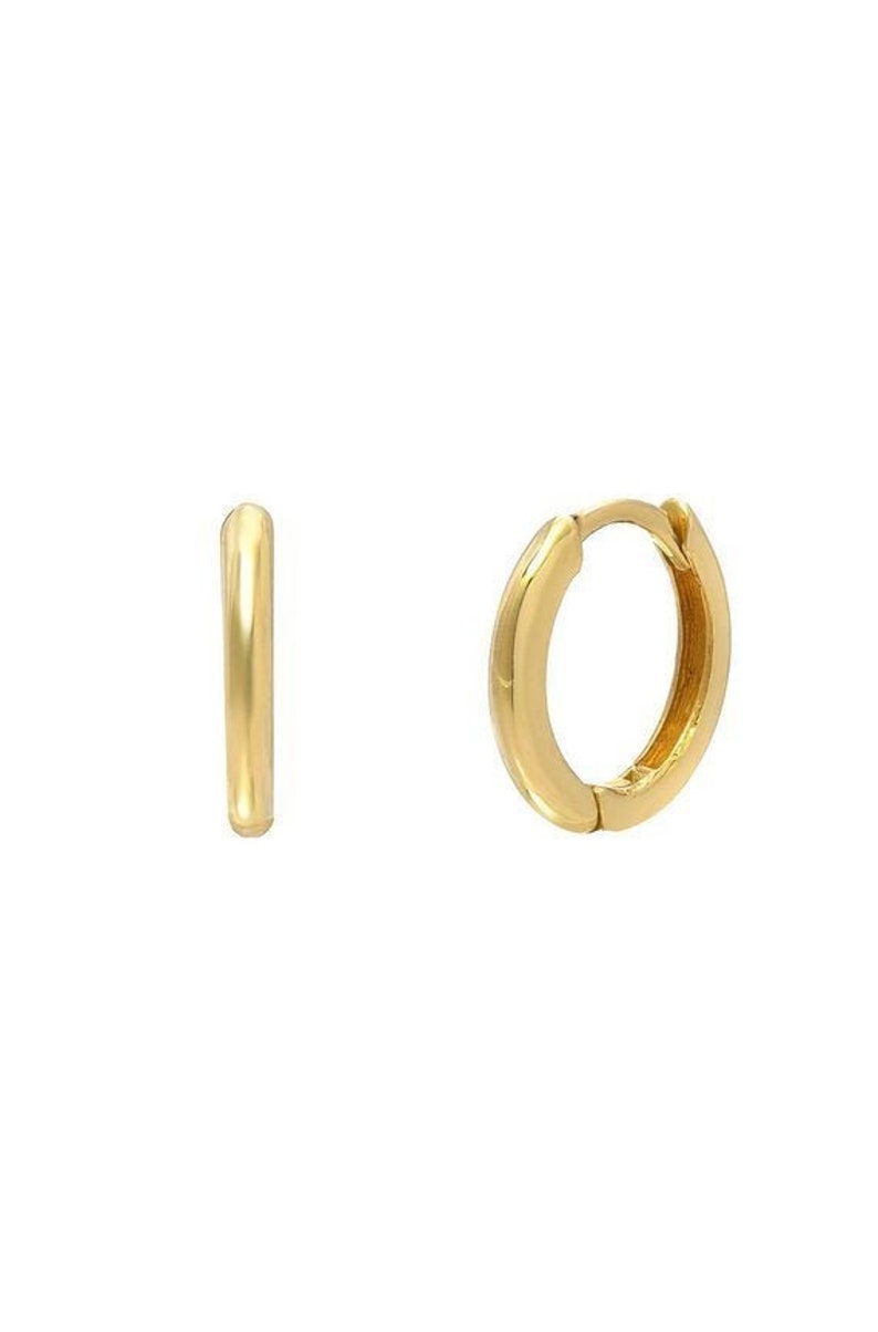 10mm Small 14K Solid Gold Hoop Earring, 10mm gold hoops, Cartilage Earring ,Small Huggies, Helix, Nose Earrings. image 6