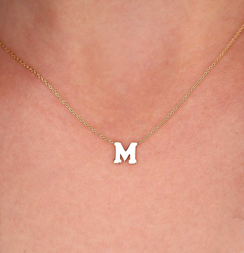 Minimal Initial Necklace, Dainty Letter Necklace, 14K Gold Personalized Initial Necklace, Mother Gifts image 2