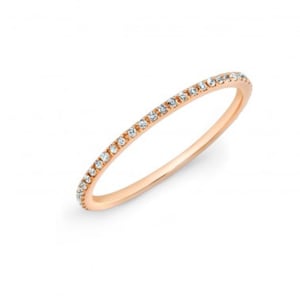 Diamantmikropavering, massivt 14K guld diamantband i alliansstil, stapelbart 1 mm diamantband, diamantvigselring
