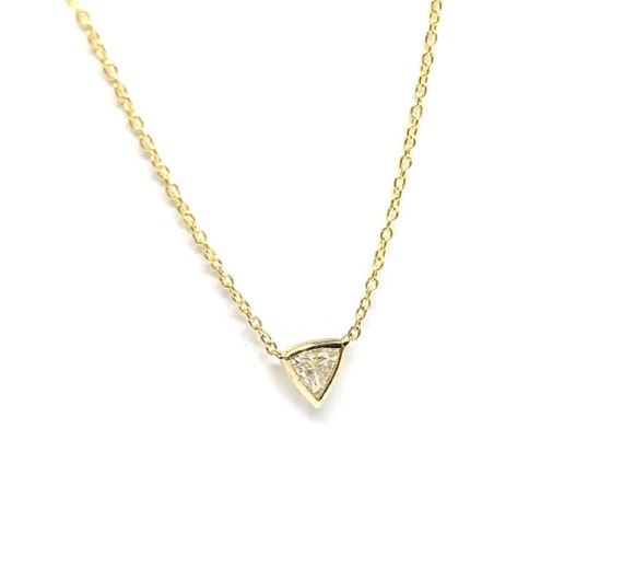Trillion Cut Diamond Necklace Trillion Diamond Necklace 14K