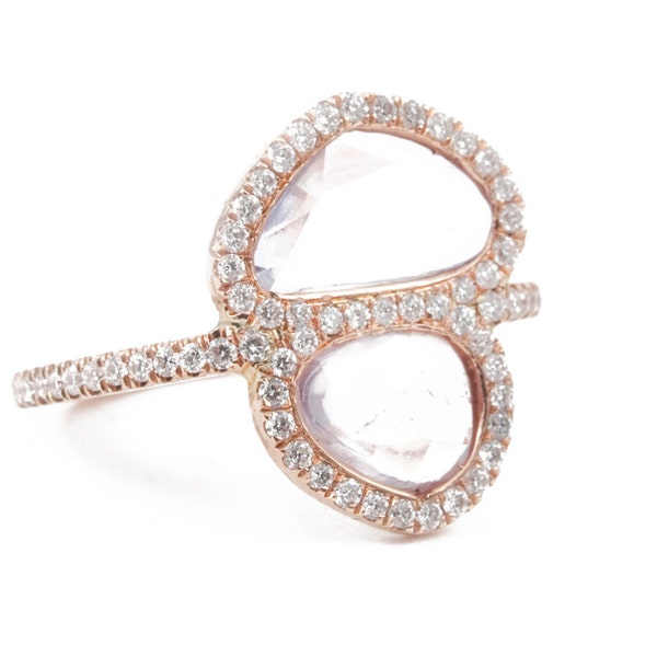 Pink Sapphire Ring, Rose Gold Ring, Engagement Ring, Gold Ring, Pave' Diamonds Ring, Tula Jewelry.