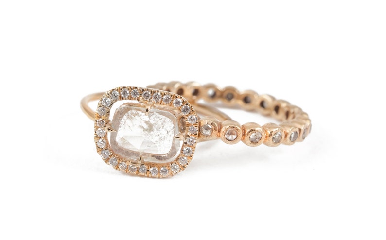 Bezel Set Ring, Eternity Style Ring, Diamond Band, Wedding Ring, Color Stones, Tula Jewelry. image 4