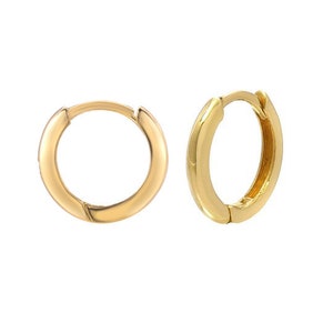 10mm Small 14K Solid Gold Hoop Earring, 10mm gold hoops, Cartilage Earring ,Small Huggies, Helix, Nose Earrings. image 1