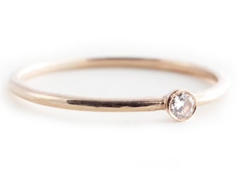 Diamond Ring, Petite Ring, 14K Gold Diamond Ring, Small Diamond Ring, Stacking Ring, Engagement Ring, round Diamond Ring, Tula Jewelry.