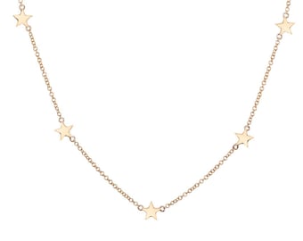 Stars Necklace, 14K  Gold Star Necklace,  Gold Charm Necklace, Gift For Her