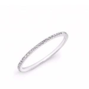 Diamond Micropave' Ring, Solid 14K Gold Full Eternity style Diamond Band, Stacking 1mm Diamond Pave' Band, Diamond Wedding Band White 14K gold