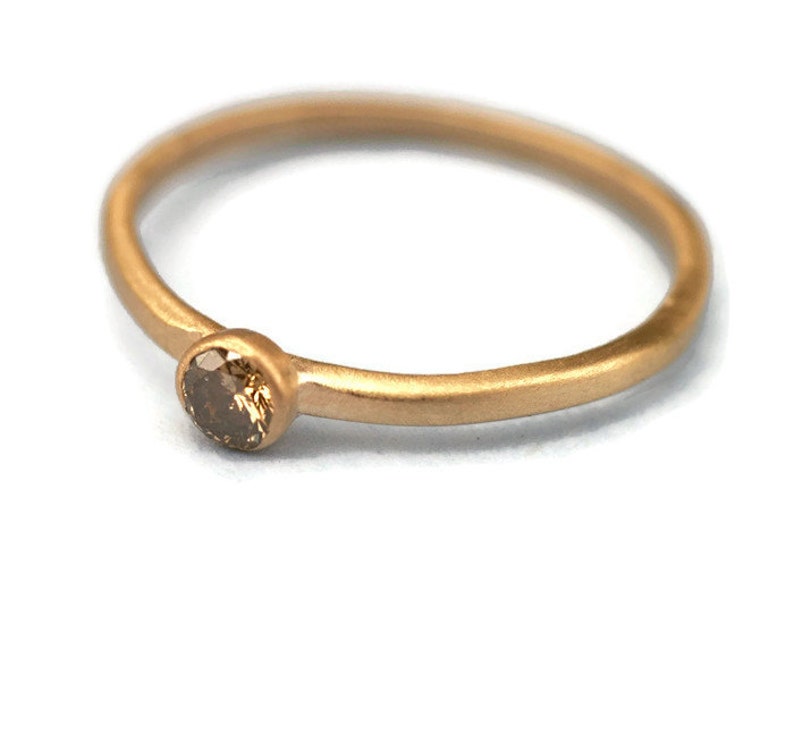 Champagne Diamond, Gold Ring, Engagement Diamond Ring, 14K Gold Ring Tula Jewelry image 3