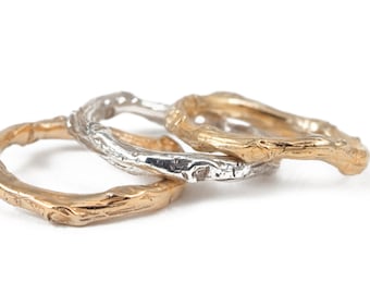 Gold Band, Tree Branch, Nature Inspired Ring, Wedding Band, Man Wedding Band, 14K Solid Gold Band.